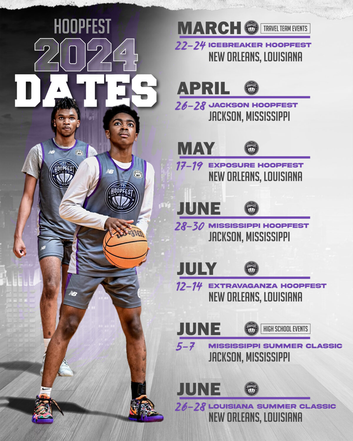 2024 TOURNAMENT DATES The Hoopfest Tour